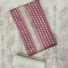 : Dusty Rose Banarasi Silk City dress material with designer woven neckline and matching dupatta