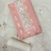 Elegant Pink Banarasi Silk City Dress Material with Embroidered Neck and Matching Dupatta