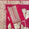 Magenta Faux Georgette Semi Stitched Dress Material with Embroidered Dupatta by Trends Designer Wear