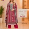 Premium Cotton Cambric Printed Pink Dress Material for Women with Matching Dupatta
