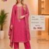 Premium Cotton Mix Dori Thread Embroidered Pink Dress Material for Women with Matching Dupatta