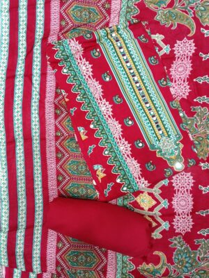 Premium Cotton Cambric Printed Pink Dress Material for Women with Matching Dupatta