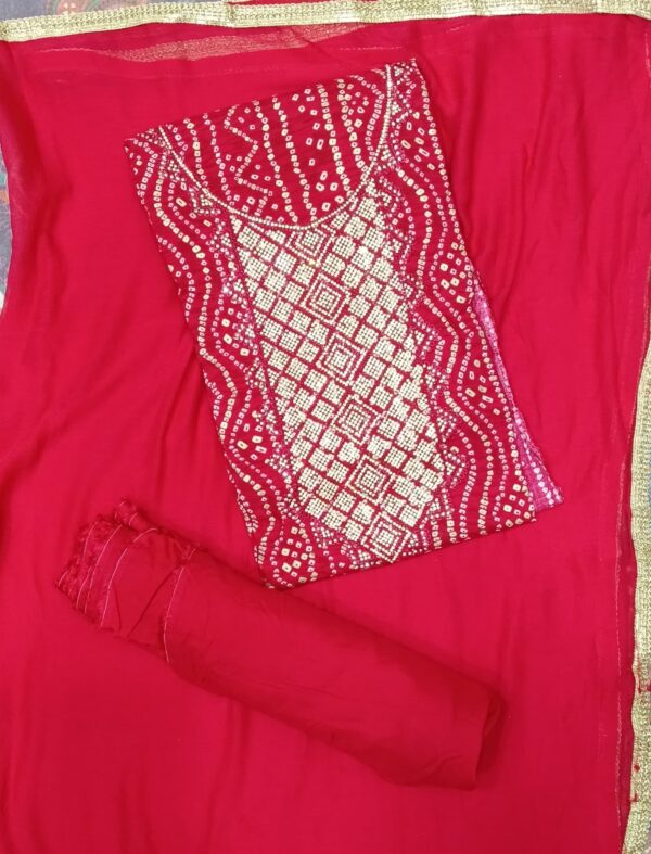 Premium Cotton Mix Stone Work Pink Dress Material for Women with Matching Dupatta