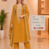 Premium Cotton Mix Stone Work Bandhani Mustard Yellow Dress Material for Women with Matching Dupatta