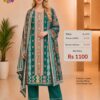Premium Cotton Cambric Mirror Work Printed Green Dress Material for Women with Designer Dupatta