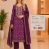 Premium Cotton Mix Bandhani Embroidered Purple Dress Material for Women with Matching Dupatta