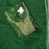Premium Cotton Mix Bandhani Embroidered Green Dress Material for Women with Matching Dupatta