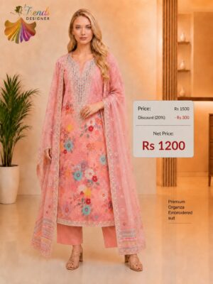 Premium Organza Embroidered Floral Dress Material for Women | New Arrival | Trends Designer Wear
