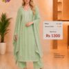 Premium Mint Green Georgette Heavy Embroidery Dress Material with Matching Embroidered Dupatta by Trends Designer Wear