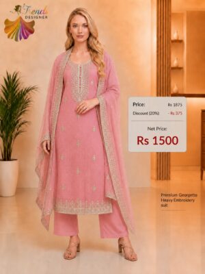 Premium Georgette Heavy Embroidery Dress Material – Blush Pink | New Arrivals