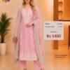 Premium Baby Pink Georgette Embroidered Dress Material with Matching Embroidered Dupatta by Trends Designer Wear