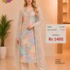 Premium Pastel Floral Organza Embroidery Dress Material with Matching Embroidered Organza Dupatta by Trends Designer Wear