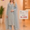 Premium grey organza embroidered dress material with matching embroidered organza dupatta.