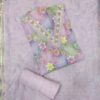 Premium lavender organza embroidered floral dress material with matching embroidered organza dupatta