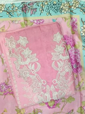Premium Baby Pink Georgette Embroidered Dress Material with Matching Embroidered Dupatta by Trends Designer Wear