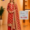 Pure Banarasi Silk Suit Ruby Red Designer Dress Material with Floral Banarasi Woven Dupatta