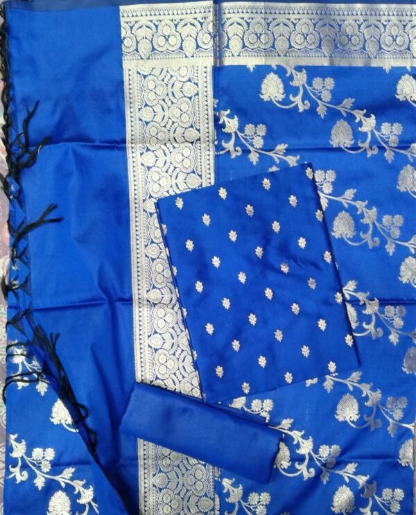 Pure Banarasi Silk Suit Royal Blue Designer Dress Material with Banarasi Woven Dupatta