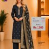Pure Banarasi Silk Suit Charcoal Black Designer Dress Material with Banarasi Woven Dupatta