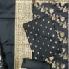 Pure Banarasi Silk Suit Charcoal Black Designer Dress Material with Banarasi Woven Dupatta