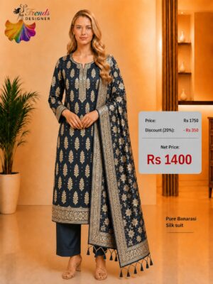 Pure Banarasi Silk Suit Dress Material – Charcoal Grey Designer Ethnic Wear with Banarasi Dupatta | New Arrivals