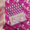 Fuchsia Pink Pure Banarasi Silk Dress Material with Designer Banarasi Dupatta