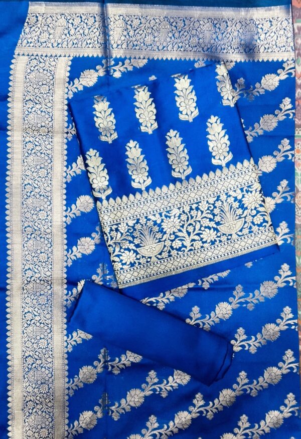 Royal Blue Pure Banarasi Silk Dress Material with Woven Banarasi Dupatta for Women