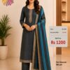 Pure Banarasi Silk charcoal black dress material with matching bottom and teal blue Banarasi silk dupatta by Trends Designer Wear